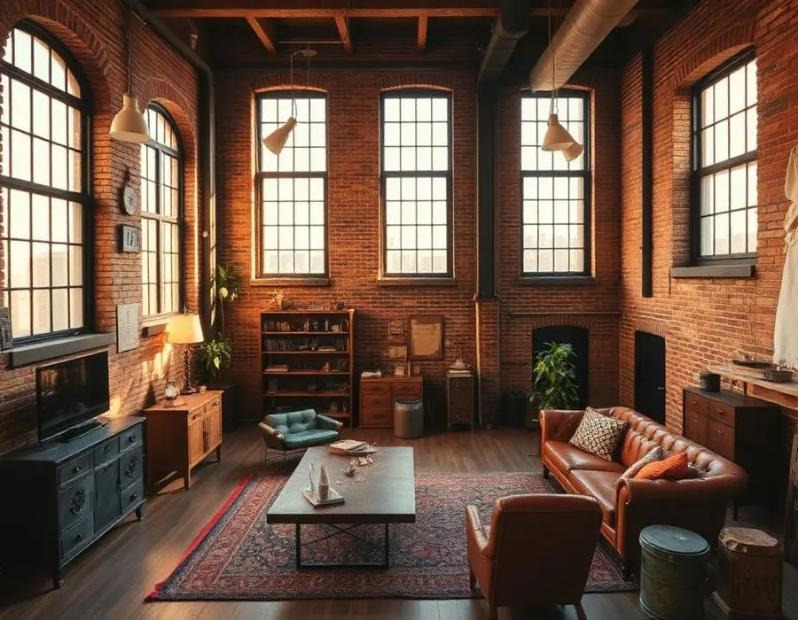 Industrial loft with brick walls